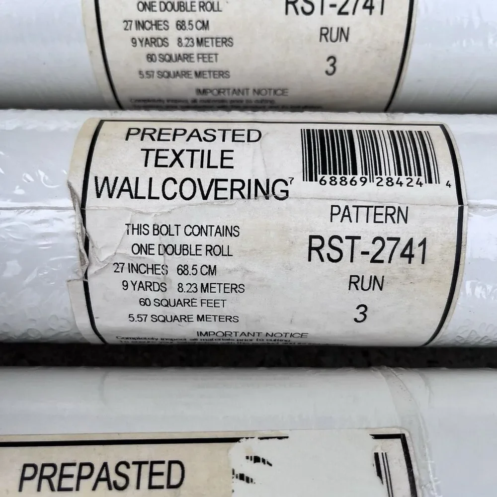 Prepasted Textured Textile Wallcovering 60 sq. ft. Each Lot Of 4
